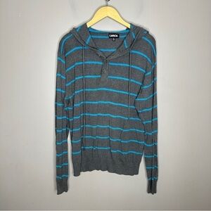 Carbon striped hoodie Henley sweatshirt